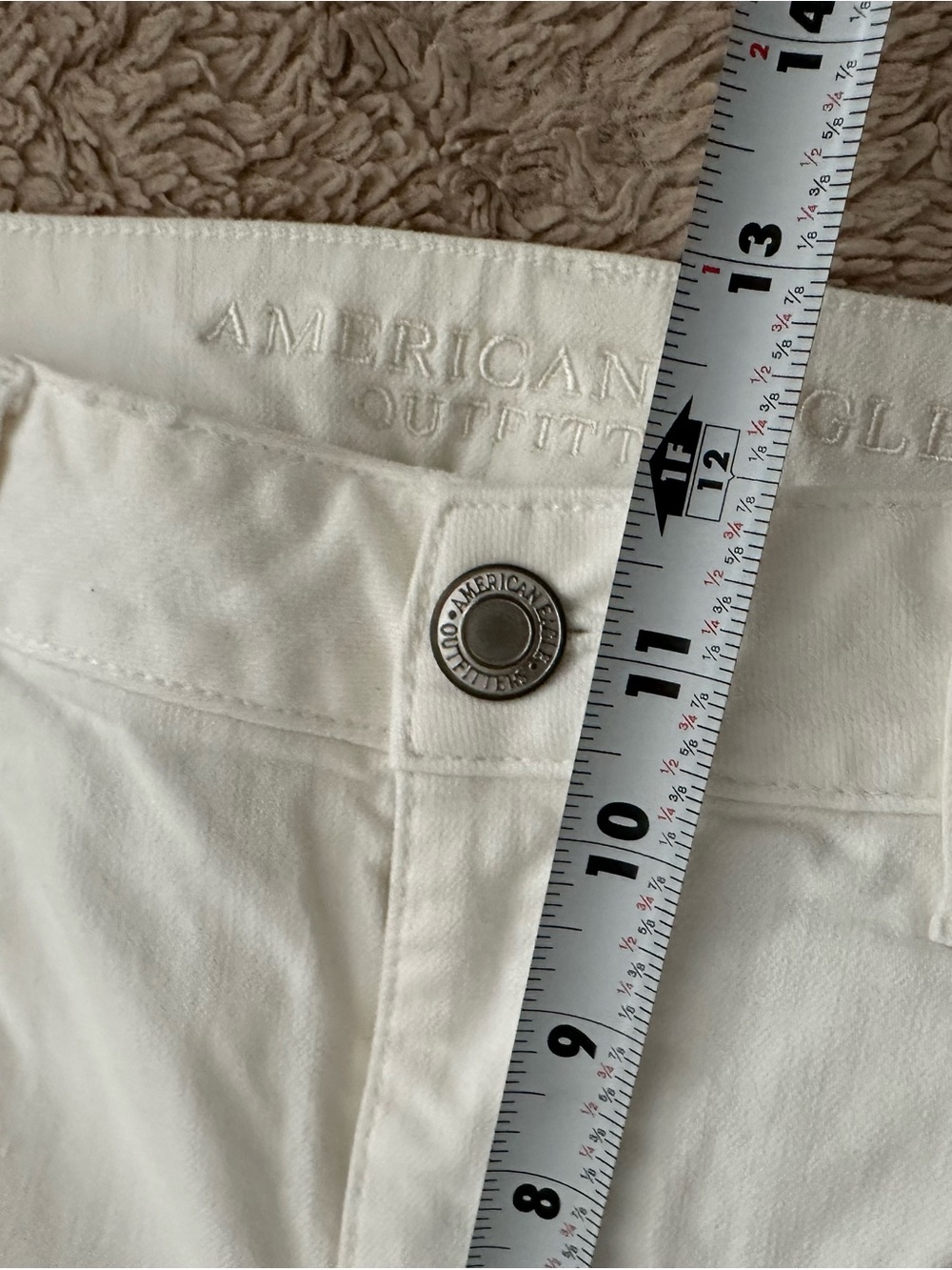 American Eagle Outfitters White Ripped Straight Leg Jeans size 12 - Picture 7 of 11